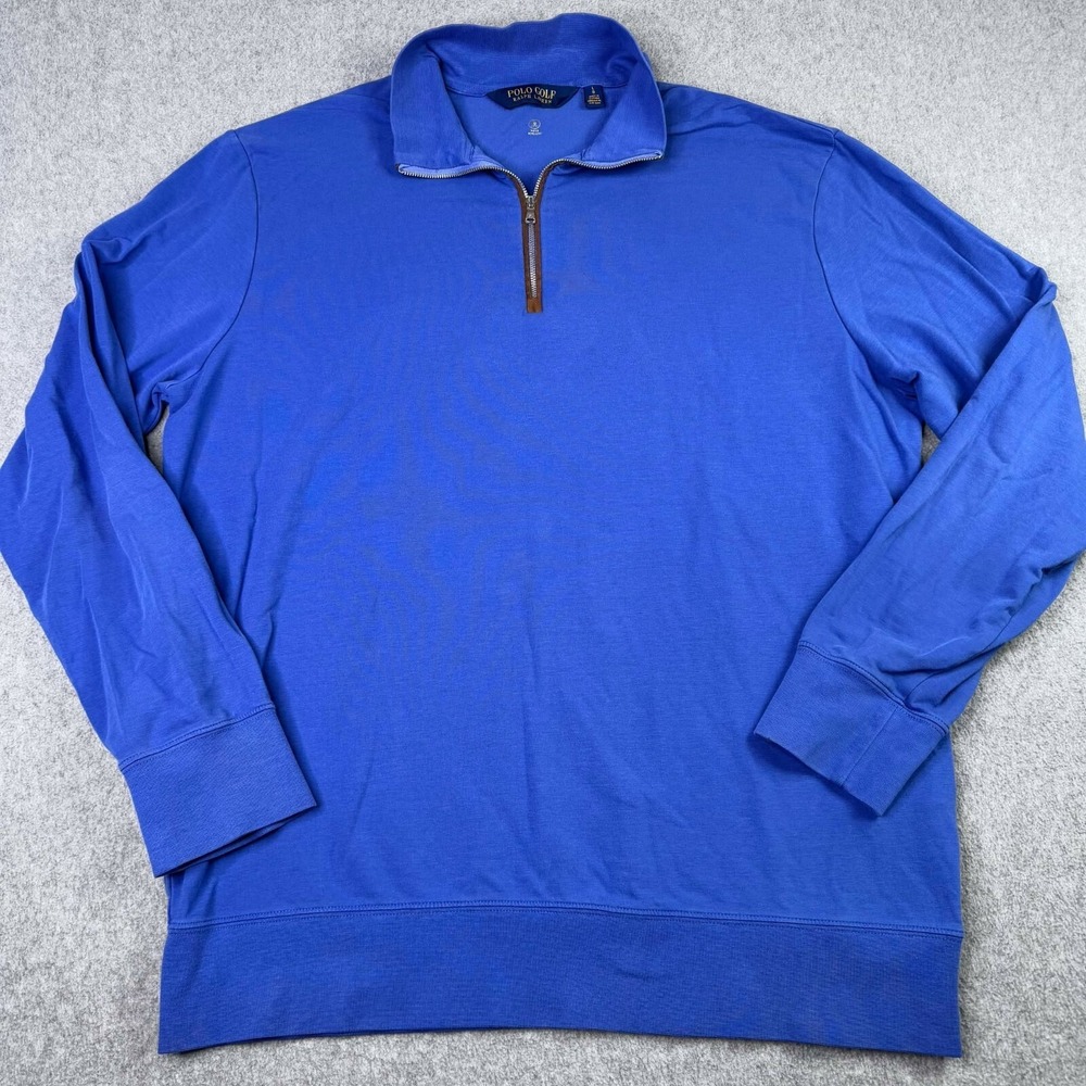 Polo Ralph Lauren Golf Indigo Terry Half-Zip Blue Pullover Size L Performance